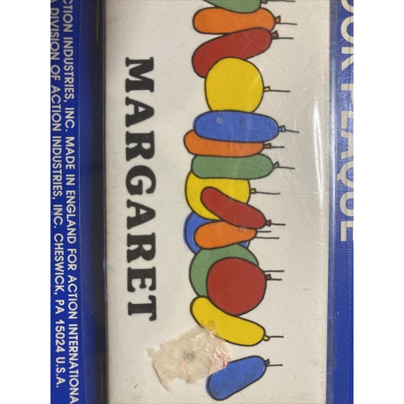 Vintage Retro Margaret With Balloons Dead Stock Ceramic Door Name Wall Sign New - Picture 9 of 12